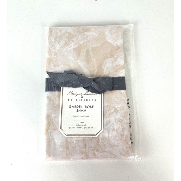 Pottery Barn Monique Lhuillier Garden Rose King‎ Sateen Sham Blush Pink New - Picture 3 of 6